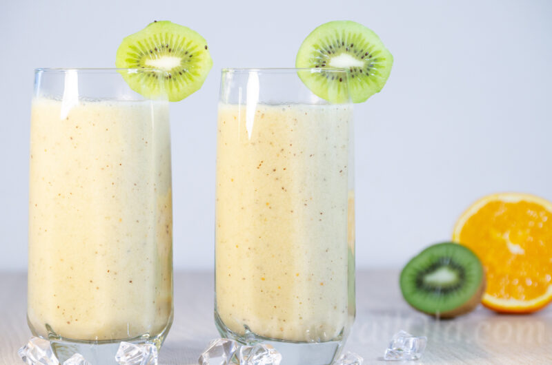 Smoothie with banana, kiwi, orange
